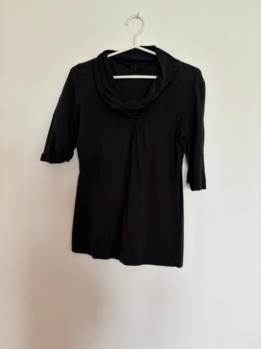 Theory Black Short Sleeve Cowl Neck Tee
